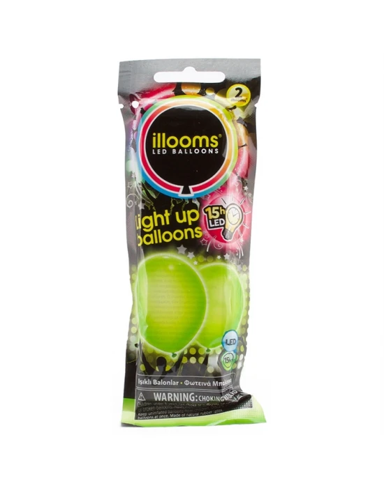 Illooms Led Işıklı Balon 2’li Paket Yeşil Renk