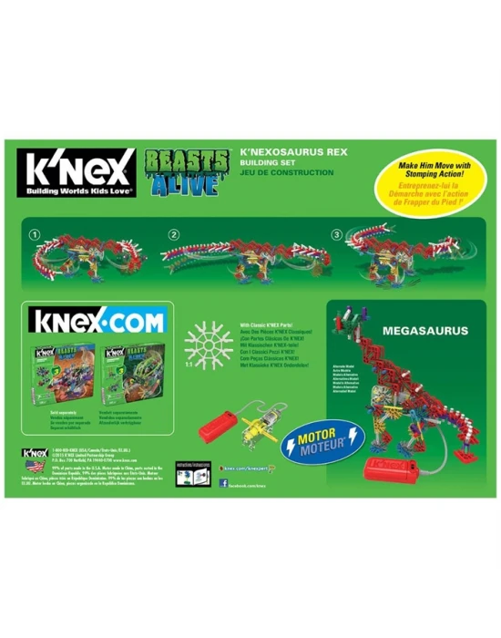 K’Nexosaurus Rex Yapım Seti (Motorlu) Beasts Alive Knex 15588