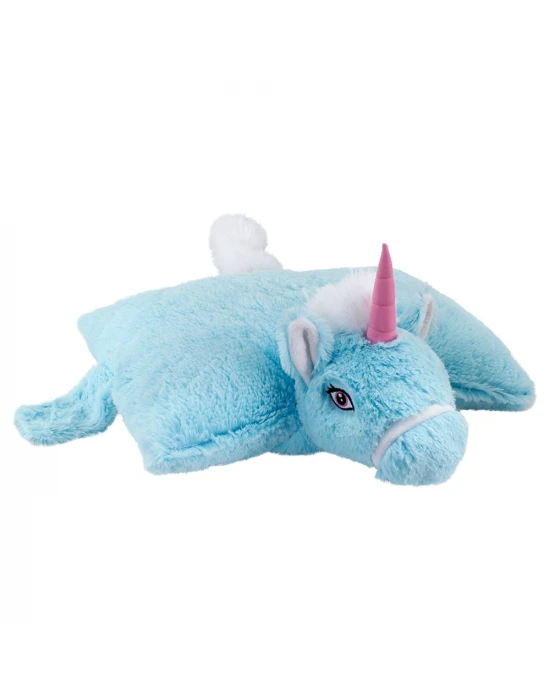 Unicorn Katlanır Yastık Peluş Mavi