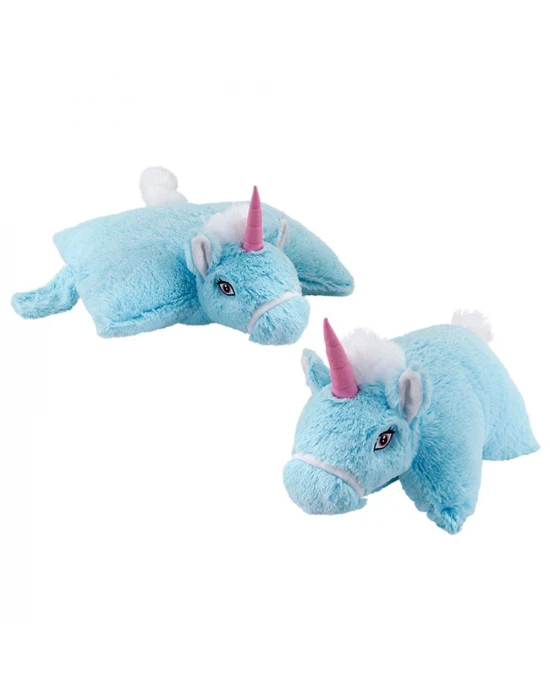 Unicorn Katlanır Yastık Peluş Mavi