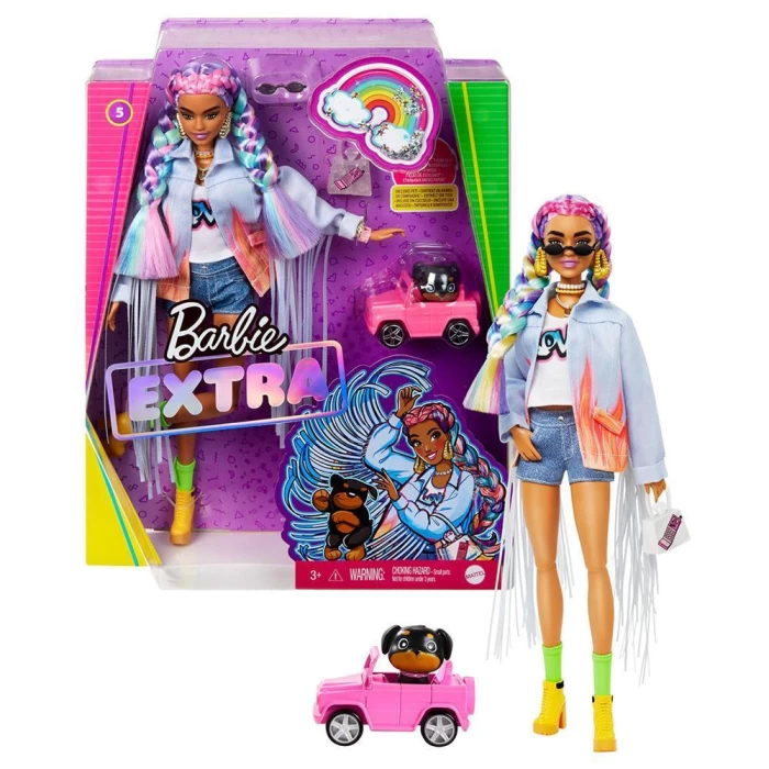Barbie Extra Renkli Örgü Saçlı Bebek