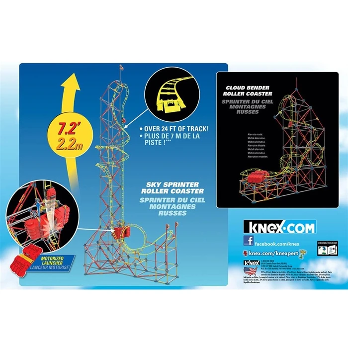 K’Nex Sky Sprinter Roller Coaster Seti (Motorlu) Thrill Rides Kne