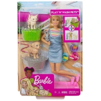 Barbie ve Hayvanları Banyo Eğlencesinde Oyun Seti
