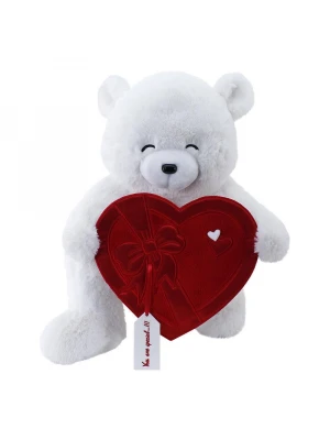 Neco Plush Fluffy Kalp Kutu Flamalı Serenat Ayı 55 Cm