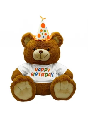 Neco Plush Oturan Happy Birthday Peluş Ayı 60 cm