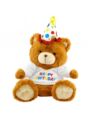 Neco Plush Oturan Happy Birthday Peluş Ayı 40 cm