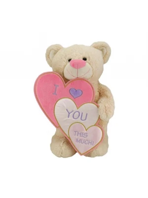 Neco Plush I Love İç İçe Kalpli Ayakta Peluş Ayı 55 cm