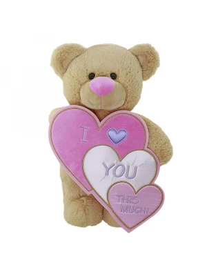 Neco Plush I Love İç İçe Kalpli Ayakta Ayı 40  cm Peluş Oyuncak