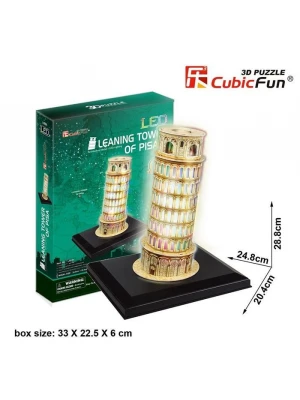 Cubic Fun 3D 15 Parça Led Puzzle Pisa Kulesi - İtalya (Led Işıklı