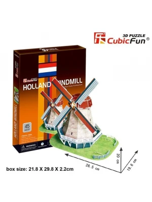 Cubic Fun 3D 45 Parça Puzzle Hollanda Değirmenleri