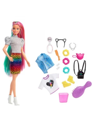 Barbie Leopar Desenli Saçlar Bebeği