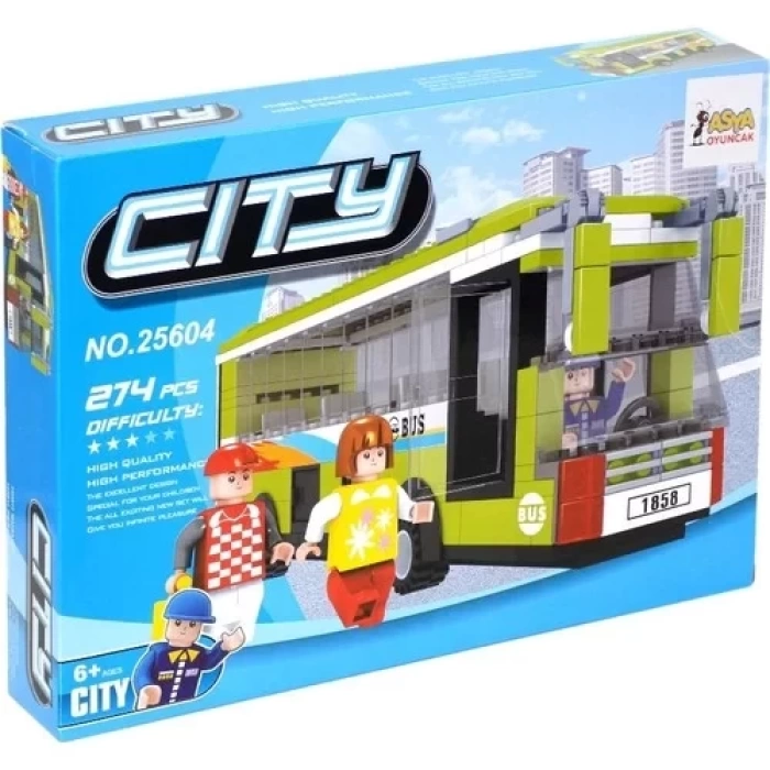 Asya Oyuncak 0131 25604 Bricks City Bus Blok Seti 274 Parça