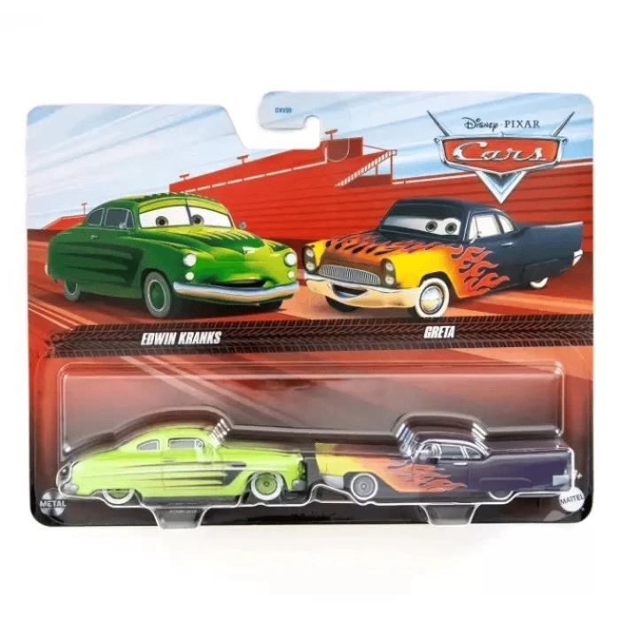 Disney Pixar Cars 2li Cars Edwin Kranks ve Greta 2li Araba DXV99-HTX06