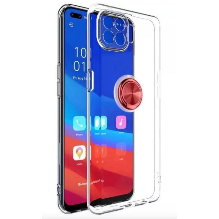 Huawei P40 Lite Gross Ring Yüzüklü Şeffaf Arka Kapak Kılıf