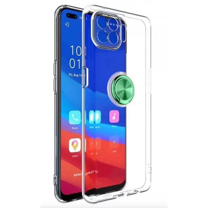 Huawei P40 Lite Gross Ring Yüzüklü Şeffaf Arka Kapak Kılıf