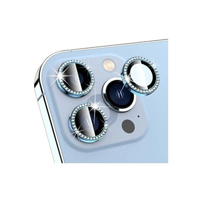 İphone 11 Pro Max  Taşlı Kamera Lens Koruyucu Çerçeveli Koruyucu