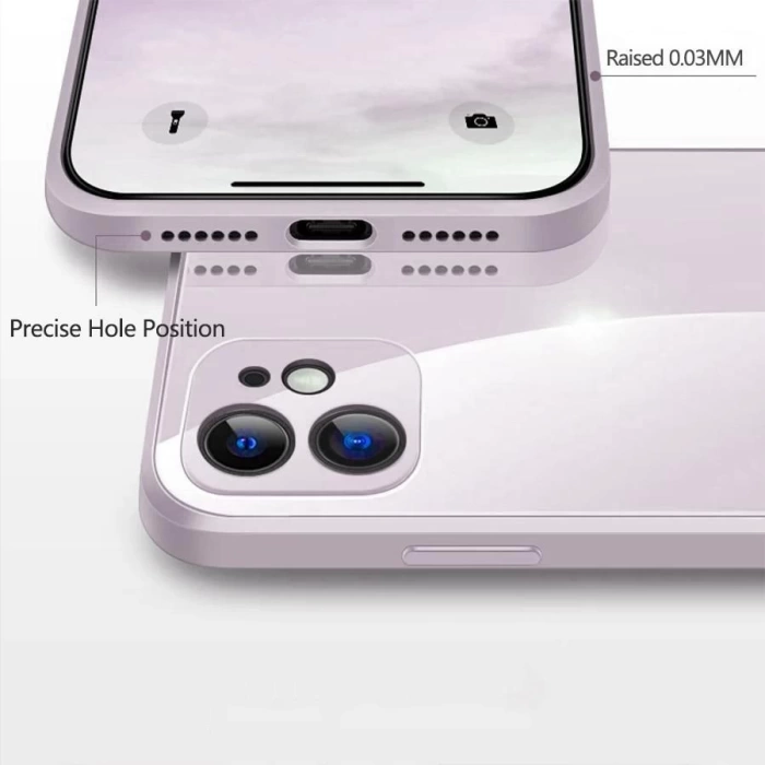 iPhone 12 Parlak Cam Kamera Korumalı Telefon Kılıfı