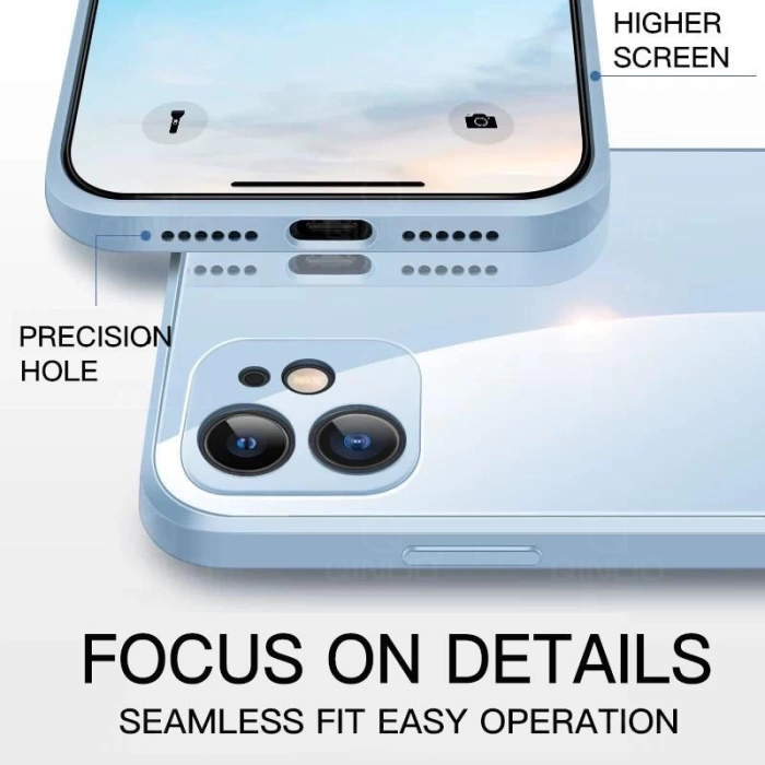 iPhone 12 Pro Max Parlak Cam Kamera Korumalı Telefon Kılıfı