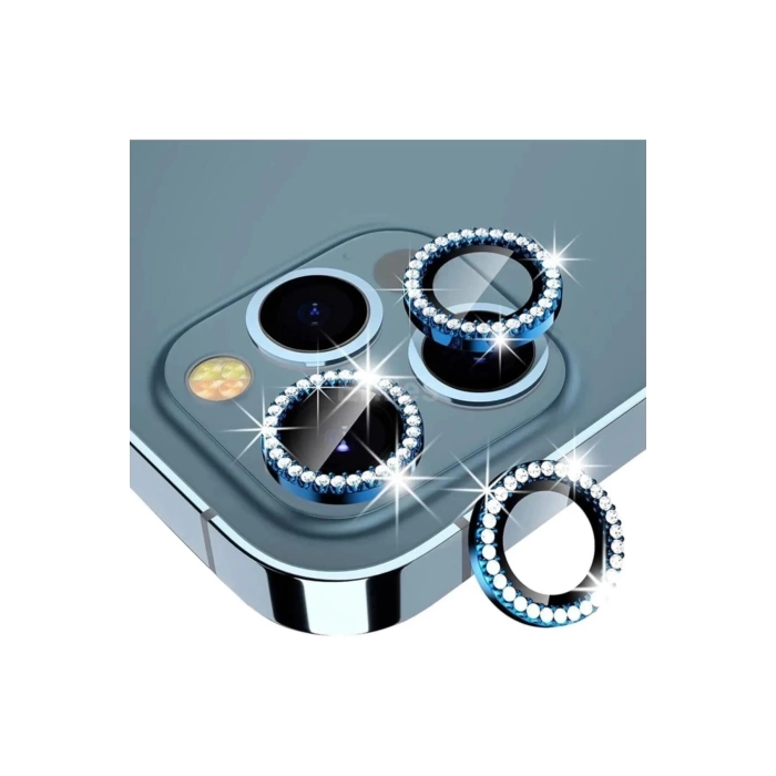 İphone 12 Pro Max  Taşlı Kamera Lens Koruyucu Çerçeveli Koruyucu