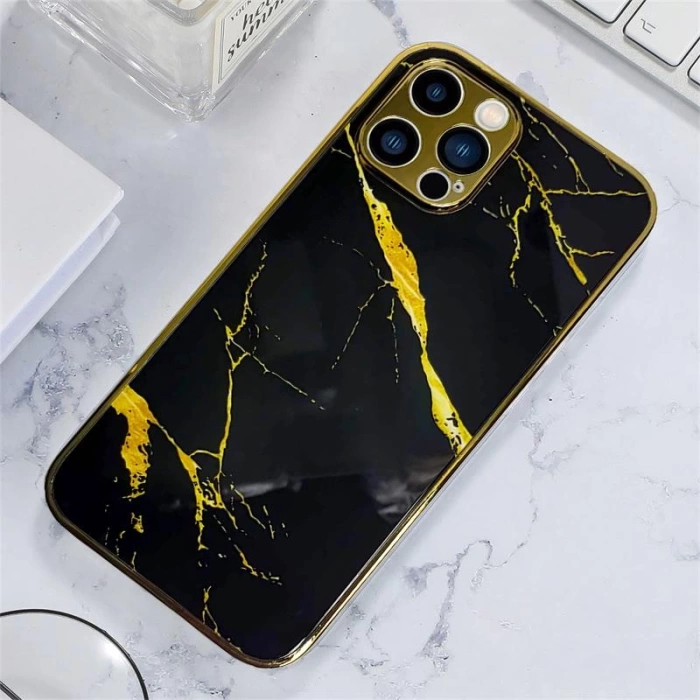 İphone 13 Pro Marble Case Mermer Desenli Cam Telefon Kılıfı