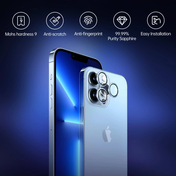 iPhone 16 Pro Ve 16 Pro Max Lens Koruyucu Sapphire Çizilmeye Karşı Dayanıklı Safir Kamera Lens Koruyucu