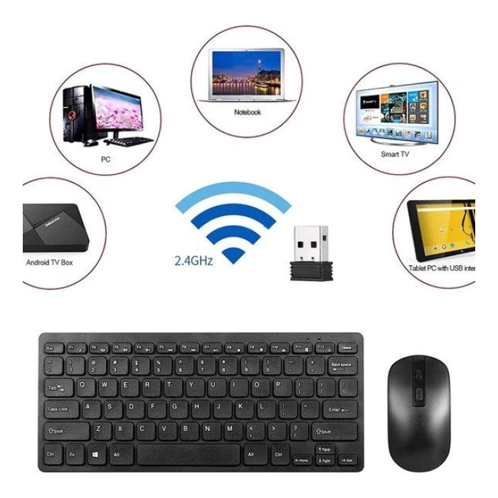 Klavye Mouse Seti 2.4G Wireless 78 Tuşlu Klavye Taşınabilir