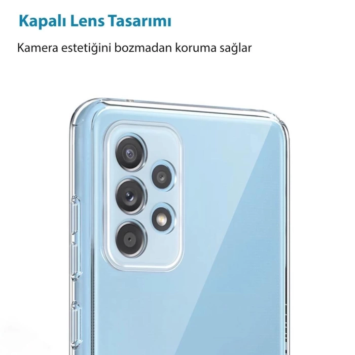 Samsung Galaxy A22 Kamera Korumalı Şeffaf Tıpalı Silikon Kılıf