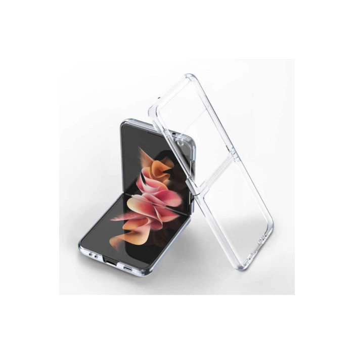 Samsung Z Flip 5 ile Uyumlu 2 Parçalı Şeffaf Kılıf