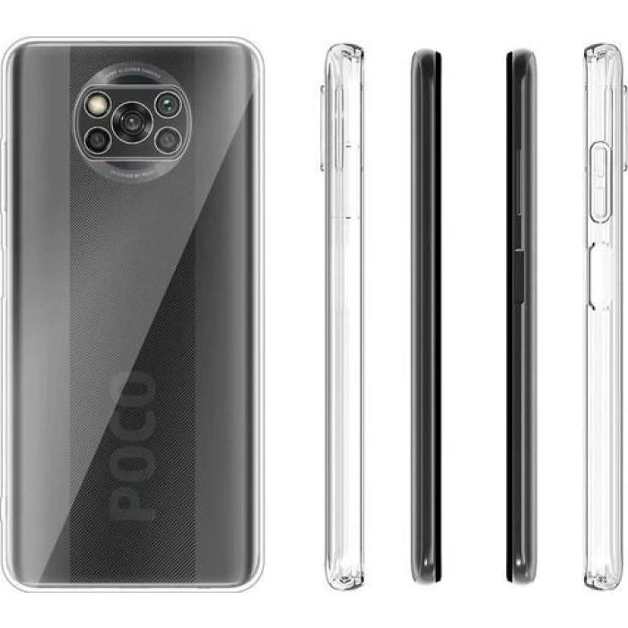 Xiaomi Poco X3 Kamera Korumalı Şeffaf Tıpalı Silikon Kılıf