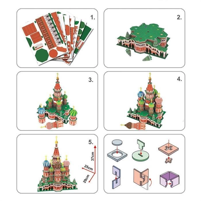 Cubic Fun 3D Puzzle 224 Parça St. Basils Katadrali - Rusya (Led