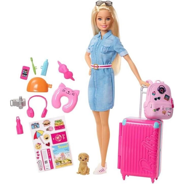 Barbie Seyahatte Bebeği ve Aksesuarları