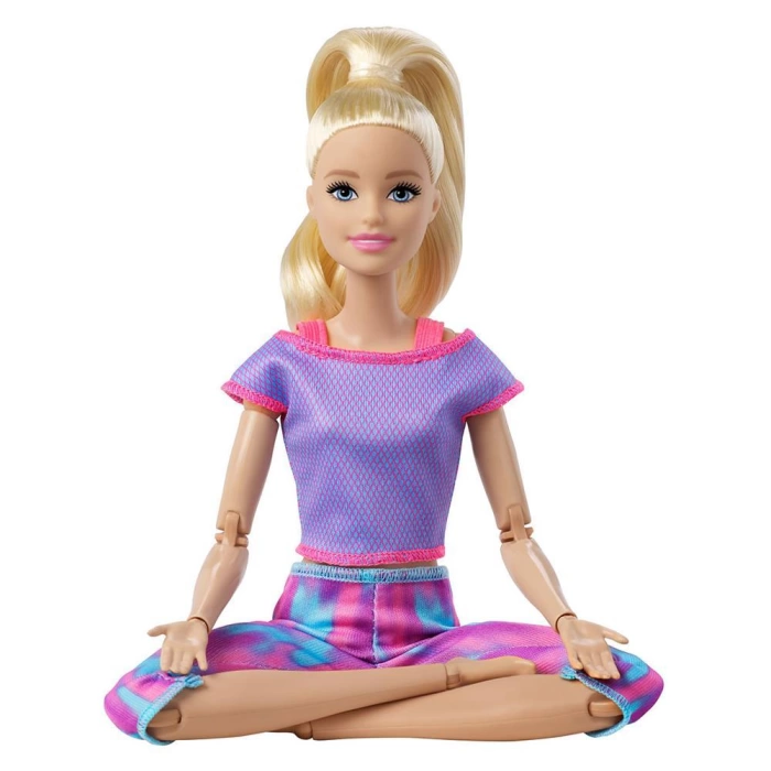 Barbie Sonsuz Hareket Bebeği - Sarışın, desenli taytlı