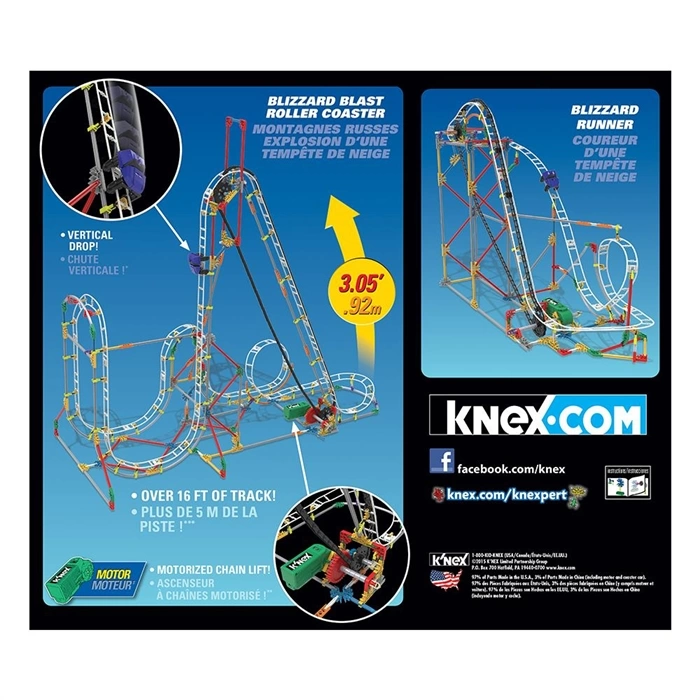 K’Nex Blizzard Blast Roller Coaster Seti (Motorlu) Thrill Rides K