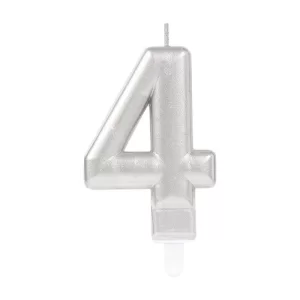 Populermarketim - 4 Rakam Mum Gümüş Renk