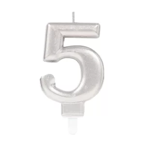 Populermarketim - 5 Rakam Mum Gümüş Renk