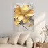 Altın Çiçek Desenli Tekli Metal Çerçeveli Tablo