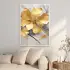 Altın Çiçek Desenli Tekli Metal Çerçeveli Tablo