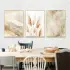 Beyaz ve Krem Detaylı Üçlü Metal Çerçeveli Tablo Seti