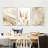 Beyaz ve Krem Detaylı Üçlü Metal Çerçeveli Tablo Seti