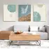 Bohem Mavi Yeşil Soyut Metal Çerçeveli Tablo Seti