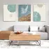 Bohem Mavi Yeşil Soyut Metal Çerçeveli Tablo Seti