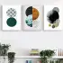 Geometrik Tasarım Metal Çerçeveli Tablo Seti Beyaz