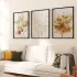Kahverengi Dallar Temalı Üçlü Metal Çerçeveli Tablo Seti