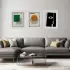 Bauhaus Geometrik Figürler Beyaz Çerçeveli 3lü Ahşap Tablo Seti