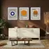 Bauhaus Geometrik Formlar Siyah Çerçeveli 3lü Ahşap Tablo Seti