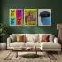 Vibrante Pop Art Kuş ve Hayvanlar Beyaz Çerçeveli 3lü Ahşap Tablo Seti