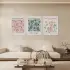 Modern Çiçek Bahçesi Üçlü Beyaz Çerçeveli 3lü Ahşap Tablo Seti