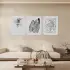 Soyut Monokrom Çizgisel Sanat Beyaz Çerçeveli 3lü Ahşap Tablo Seti