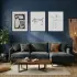 Siyah Beyaz Minimalist Çizgiler Siyah Çerçeveli 3lü Ahşap Tablo Seti
