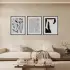 Minimalist Soyut Çizgi Formları Siyah Çerçeveli 3lü Ahşap Tablo Seti